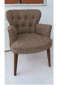 Resim Genel Markalar Berjer - Tekli Koltuk - Keten Kumaş - Ahşap Beyaz Ayak - Kahverengi 