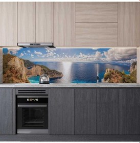 Resim Mutfak Tezgah Arası Folyo Fayans Kaplama Folyosu Yunanistan Deniz 