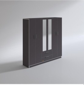 Resim Kenzlife gardırop 6 kapılı çekmeceli begonvil180 gri aynalı kapaklı gardolap dolap 