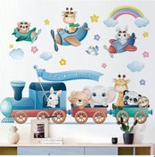 Resim Karikatür Hayvanlar Parti Seyahat Duvar Çıkartmaları Çocuk Odası Yatak Odası Dekorasyon Duvar Çıkartmaları Çıkarılabilir Duvar Resimleri Ev Dekor 