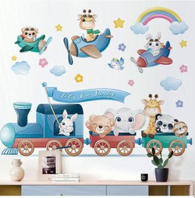 Resim Karikatür Hayvanlar Parti Seyahat Duvar Çıkartmaları Çocuk Odası Yatak Odası Dekorasyon Duvar Çıkartmaları Çıkarılabilir Duvar Resimleri Ev Dekor 