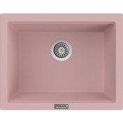 Resim Polex Cristalüx Granit Evye P-09 Pembe Tezgah Altı Ve Tezgah Üstü Kare Mutfak Evyesi 55.5x43.5 CM 