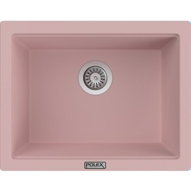 Resim Polex Cristalüx Granit Evye P-09 Pembe Tezgah Altı Ve Tezgah Üstü Kare Mutfak Evyesi 55.5x43.5 CM 