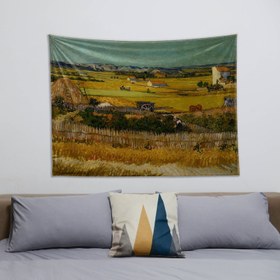 Resim The Harvest / Mavi Arabalı Hasat Manzarası Duvar Örtüsü - 160 cm x 220 cm 