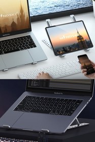 Resim Utelips Macbook & Ipad Uyumlu Laptop 6 Kademeli Yükseklik Plastik Çalışma Standı Business Windows Tablet Pro 