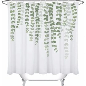 Resim Yeşil Yaprakları Duş Perdesi Bahçe Doğa Banyo Beyaz Su Geçirmez Küf Dirençli Polyester Kumaş Çocuklar Için (100 * 180 Cm) (Yurt Dışından) 