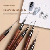 Resim Sandalyon Saplı ve Kapaklı 5 Parça Manikür Kalemi Seti, Profesyonel Manikürler için Uygun Tırnak Sanatı Boyama Fırçaları, Oyma Tasarımlar, Kendin Yap Tırnak Malzemeleri 