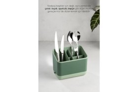 Resim 2li 5 Bölmeli Organizer Kaşıklık Tezgah Üstü Kaşık Düzenleyici Yeşil 