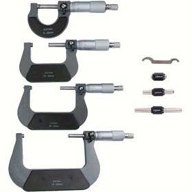 Resim Dış Spiral Mikrometre 0-25mm / 25-50mm / 50-75mm / 75-100mm Doğruluk 0.01mm Kalibreli Verniyer Ölçüm Araçları 