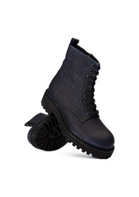 Resim Deery Hakiki Nubuk Lacivert Kroko Kadın Postal Bot Lacivert 