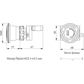 Resim Emas CM200EE C Somunlu Met.man.kaf.şok.acil Stop BUT.40MM Etike 
