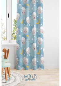 Resim Kuzucuk Desenli Fon Perde Çocuk Ve Bebek Odası Süet Dijital Baskılı Ekstrafor Büzgü Tek Kanat Çok Renkli 