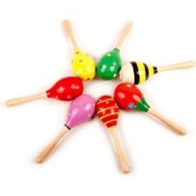Resim MCM Group Renkli Ahşap Marakas Boncuklu Ritim Çıngırağı Çocuklar Için Eğitici ve Eğlenceli Müzik Aleti (7 Adet) 