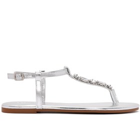 Resim Women's Silver Stone Flip-Flop Sandals 