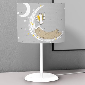 Resim instababyrooms Ayda Uyuyan Ayı Desenli Çocuk Odası Dijital Baskılı Çocuk Odası Masaüstü Abajur Avize 