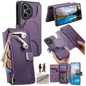 Resim Honor 400 Pro 5g Global Kılıf Çıkarılabilir Manyetik Deri Kapaklı Telefon Kılıfı - Mor Mor 