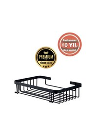 Resim Çelik Banyo Paslanmaz Çelik Taci 1 Li 23x15 Cm Şampuanlık Banyo Rafı Süngerlik Mat Siyah Siyah 