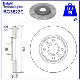 Resim Peugeot Partner Panelvan 2.0 Hdi 2000-2008 Delphi Ön Fren Diski 2 N11.3464 