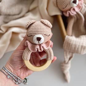 Resim Amigurumi Müslin Uyku Arkadaşı Ayıcık - 2li set mavi 