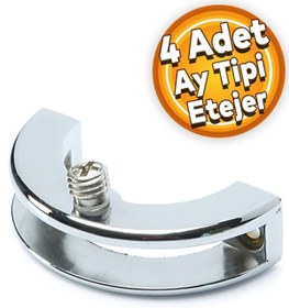 Resim Badem10 Cam Tutucu Etejer Ay Tipi Cam Raf Ahşap Menteşesi Krom (4 Adet) 