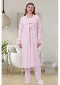 Resim Mecit Pijama Mecit 1541 Pembe Uzun Sabahlıklı Lohusa Pijama Takımı 