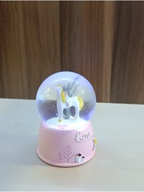 Resim Unicorn Pilli Işıklı Müzikli Sulu Polyester 10 Cm 6,5 Cm Kar Küresi 001 