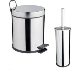 Resim Renk Yapı Rüyası Krom 5lt Çöp Kovası + 2 Katlı Raf + Havluluk + Kağıtlık + Fırça 5 Takım Banyo Set 