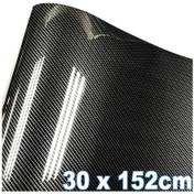 Resim 7d Karbon Fiber Vinil Sarılmış Film Su Geçirmez Araba Iç Kalıplama Deri Boşluğu 30x152cm 1 Piece Set 
