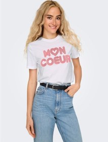 Resim Only Onlarıya Lıfe Reg S/s Love Top Box Jrs Kadın Beyaz T-shirt - 15343191 