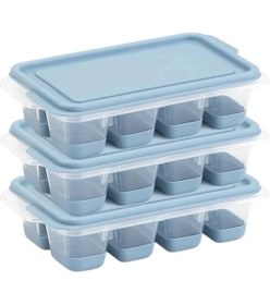 Resim AyrStore 3lü Mini Kapaklı Silikon Buzluk - Kolay Çıkarım, Güvenli Istifleme, Kompakt Tasarım, Kırılmaz 