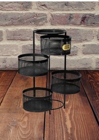 Resim Aless 4 Katlı Yana Açılır Siyah Patates Soğan Sepeti Sebzelik 