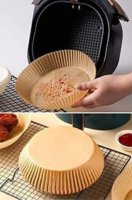 Resim 50 Adet Air Fryer Pişirme Kağıdı Tek Kullanımlık Yağ Geçirmez Yapışmaz Yuvarlak Tabak Model 
