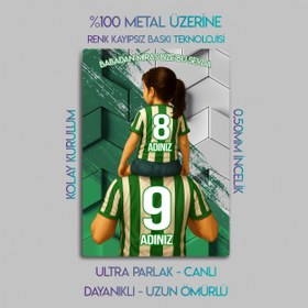Resim Konyaspor Bursaspor Baba Kız Çocuk - Kişiselleştirilebilir Metal Tablo - L (30x40) / 1.50 mm / Çift Taraflı Tablo Bant 