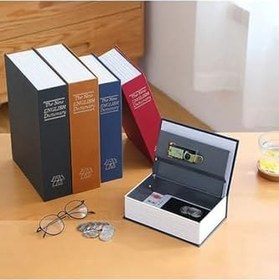 Resim Gizli Kasa Hırsız Kilitli Sözlük Görünümlü 18cm Kasa Kitap Para Kumbara Güvenli – Lacivert 