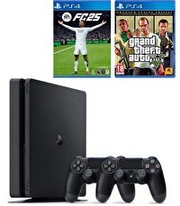 Resim Sony Playstation 4 Slim 1 TB - 2. DualShock Kol - Ps4 FC 25 + GTA 5 ( İthalatçı Garantili ) 