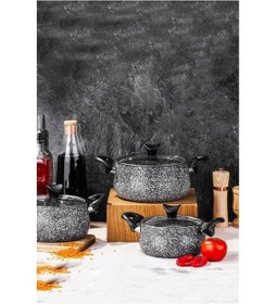 Resim Taç Ultra Granit 3'lü Güveç Seti 3410 Gri 