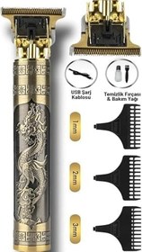 Resim Orret Home Metal Gövdeli Tıraş Makinesi - T-Bıçaklı Saç, Sakal ve Ense Kesme Makinesi, Şarjlı Profesyonel Trimmer, Lazer Çizim ve Epilasyon Öncesi Bakım İçin Tıraş Makinesi 