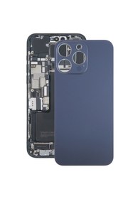 Resim Rogfer Apple Uyumlu iPhone 15 Pro Max İçin Cam Pil Arka Kapağı Mavi Mavi Mavi 