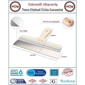 Resim Dekor Eğri Saplı Alçı & Macun Ispatulası - Ahşap Sap - Yay Çeliği - 25CM 