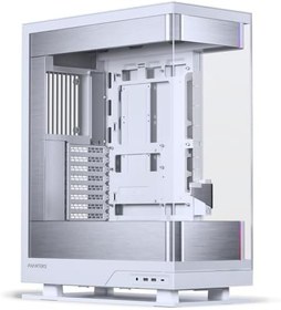 Resim Phanteks Evolv X2, orta tur oyun kasası, dikey soğutma sistemi, şeffaf temperli cam çerçeve, dahili D-RGB aydınlatmalı fırçalanmış alüminyum iç panel, gümüş beyaz 