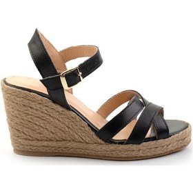 Resim Siyah Leather Kadın Sandalet K05718071303 Siyah 
