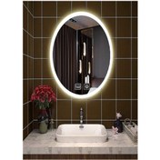 Resim GLOBAL LED MIRROR 65x85 Cm Dokunmatik Tuşlu Buğu Yapmayan Ledli Elips Banyo Aynası 