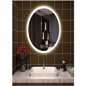 Resim GLOBAL LED MIRROR 65x85 Cm Dokunmatik Tuşlu Buğu Yapmayan Ledli Elips Banyo Aynası 