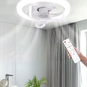 Resim HOT POWER 360° Dönebilen E27 Tavan Vantilatörü Ampul LED Işık Uzaktan Kumandalı RGB Renkli Kısılabilir Vantila 