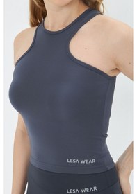 Resim Sportempt Lesa Wear Çapraz Detaylı Basic Spor Crop Atlet Antrasit 