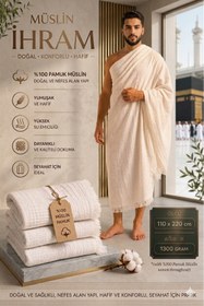 Resim VENTİ VENTİSCA Muslim Collection 110x220 cm Yetişkin Hac Umre İhramı 1300 Gram 