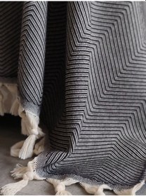 Resim %100 Pamuk Koltuk Örtüsü - Çok Amaçlı Koltuk Şalı, Pike, Piknik Örtüsü-170x220cm Antrasıt Antrasit 