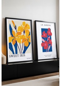 Resim Huhuli Ahşap Siyah Çerçeveli Sanatsal 2'li Set Tablo 