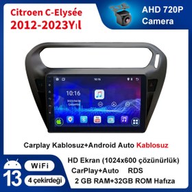Resim Conico Citroen C-elysée 2012-2023yıl Siyah Çerçeve 2gb Ram 32gb Rom Hafıza Android Multimedya Carplay 