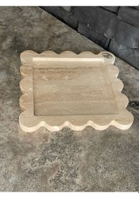Resim Dekoratif Traverten Tepsi Beyaz 